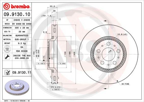 A.B.S. 09.9130.11 - Тормозной диск abcparts.ee