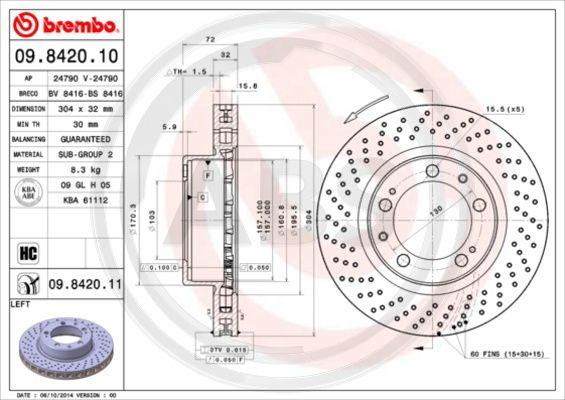 A.B.S. 09.8420.10 - Тормозной диск abcparts.ee