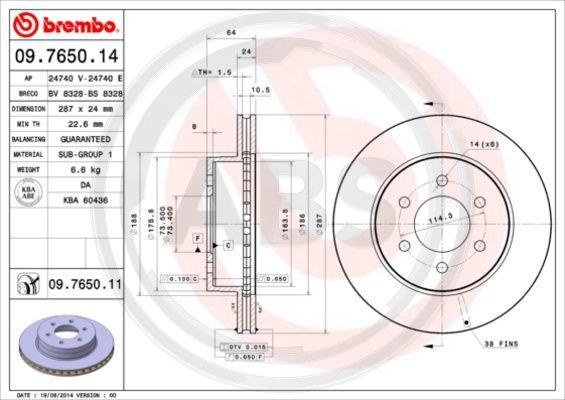 A.B.S. 09.7650.11 - Тормозной диск abcparts.ee