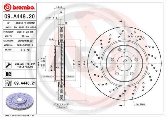 A.B.S. 09.A448.21 - Тормозной диск abcparts.ee