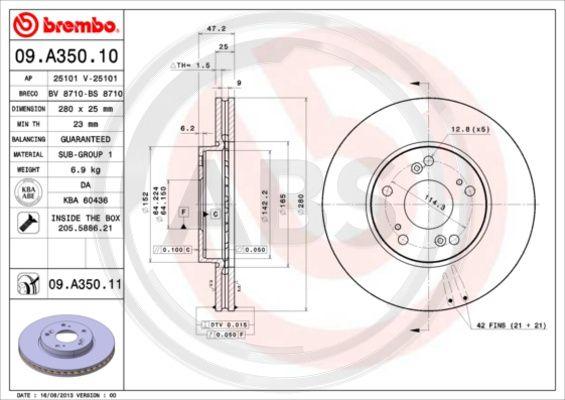A.B.S. 09.A350.11 - Тормозной диск abcparts.ee