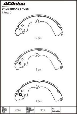 ACDelco ACBS1730 - Комплект тормозных колодок, барабанные abcparts.ee