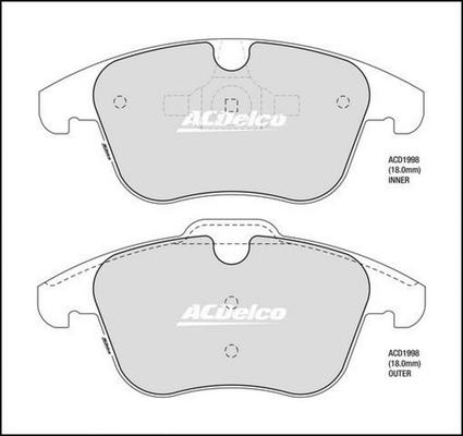 ACDelco ACD1998 - Тормозные колодки, дисковые, комплект abcparts.ee