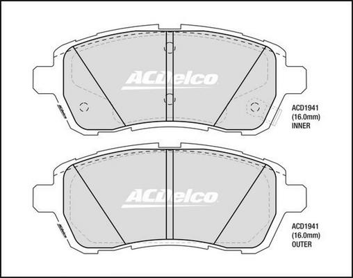 ACDelco ACD1941 - Тормозные колодки, дисковые, комплект abcparts.ee