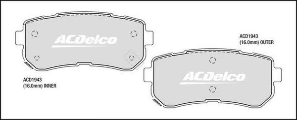 ACDelco ACD1943 - Тормозные колодки, дисковые, комплект abcparts.ee