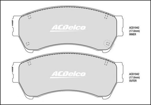 ACDelco ACD1942 - Тормозные колодки, дисковые, комплект abcparts.ee