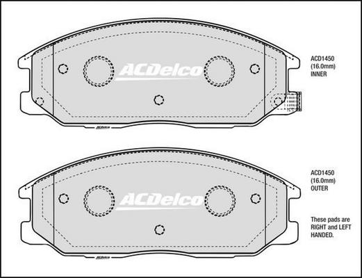 ACDelco ACD1450 - Тормозные колодки, дисковые, комплект abcparts.ee