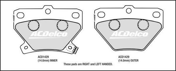 ACDelco ACD1429 - Тормозные колодки, дисковые, комплект abcparts.ee