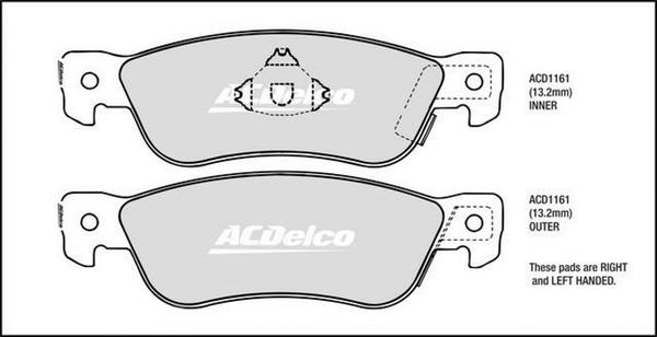 ACDelco ACD1161 - Тормозные колодки, дисковые, комплект abcparts.ee
