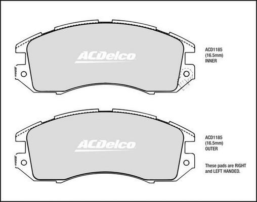 ACDelco ACD1185 - Тормозные колодки, дисковые, комплект abcparts.ee