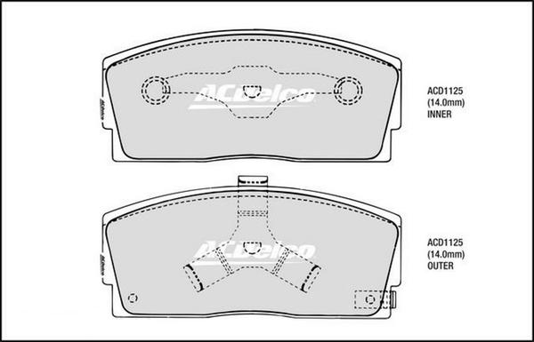 ACDelco ACD1125 - Тормозные колодки, дисковые, комплект abcparts.ee