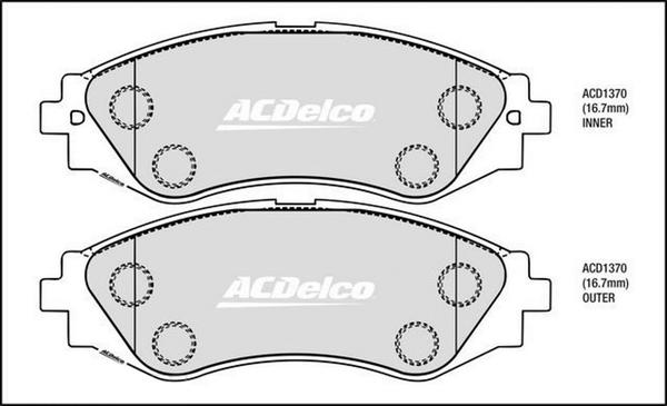 ACDelco ACD1370 - Тормозные колодки, дисковые, комплект abcparts.ee