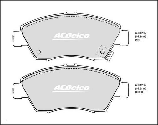 ACDelco ACD1286 - Тормозные колодки, дисковые, комплект abcparts.ee