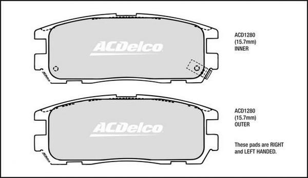 ACDelco ACD1280 - Тормозные колодки, дисковые, комплект abcparts.ee