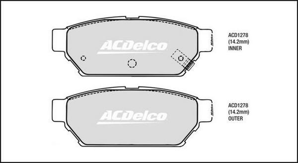 ACDelco ACD1278 - Тормозные колодки, дисковые, комплект abcparts.ee