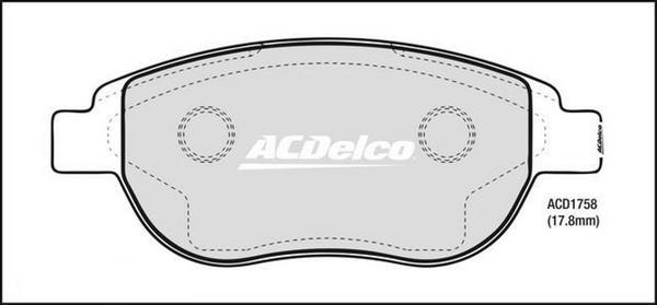 ACDelco ACD1758 - Тормозные колодки, дисковые, комплект abcparts.ee