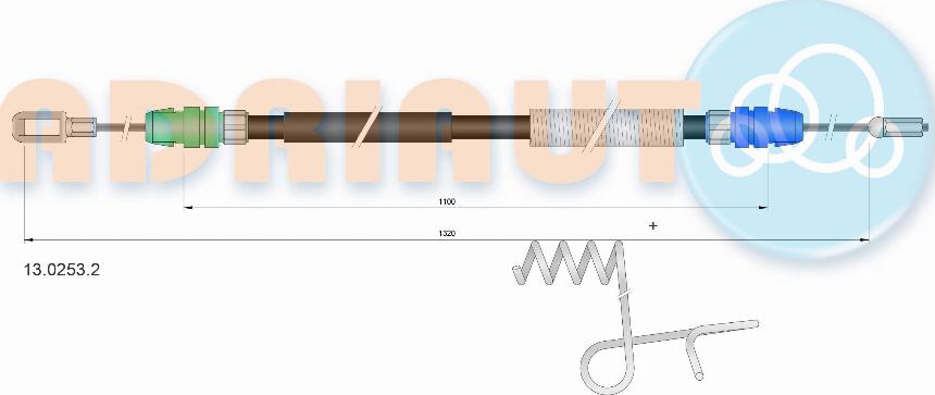 Adriauto 13.0253.2 - Тросик, cтояночный тормоз abcparts.ee