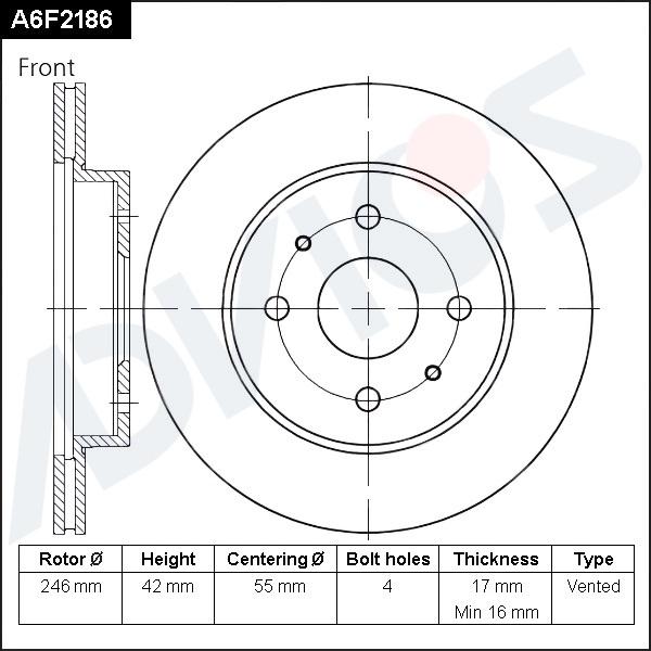Advics A6F2186 - Тормозной диск abcparts.ee