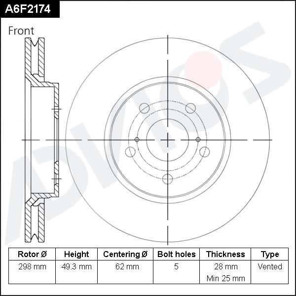 Advics A6F2174 - Тормозной диск abcparts.ee