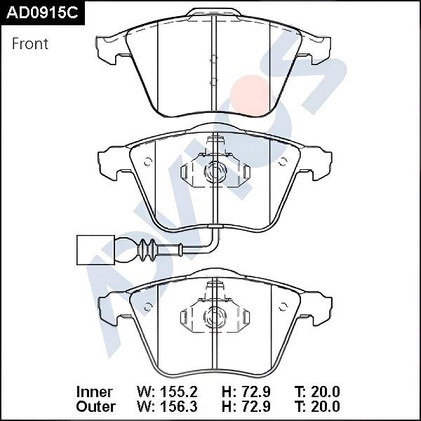 Advics AD0915C - Тормозные колодки, дисковые, комплект abcparts.ee