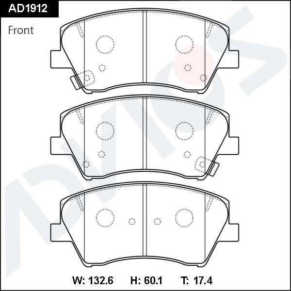 Advics AD1912 - Тормозные колодки, дисковые, комплект abcparts.ee