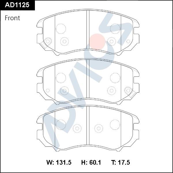 Advics AD1125 - Тормозные колодки, дисковые, комплект abcparts.ee