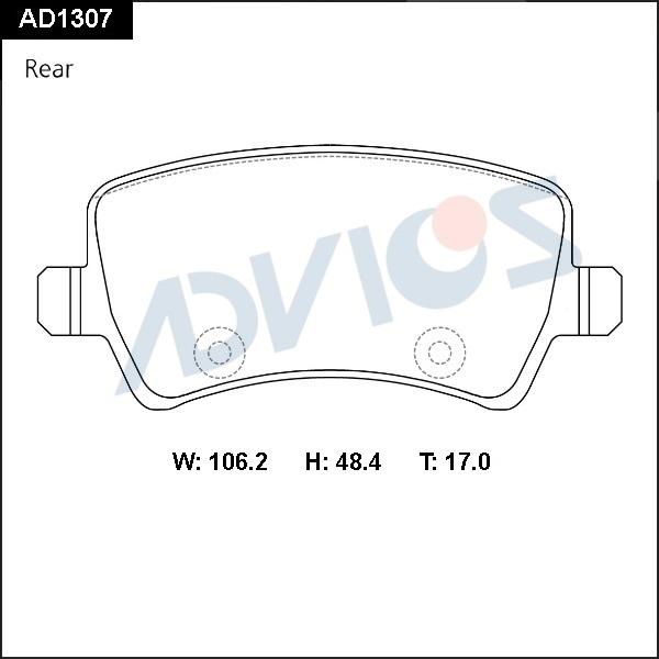 Advics AD1307 - Тормозные колодки, дисковые, комплект abcparts.ee