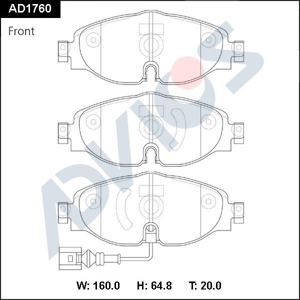 Advics AD1760 - Тормозные колодки, дисковые, комплект abcparts.ee