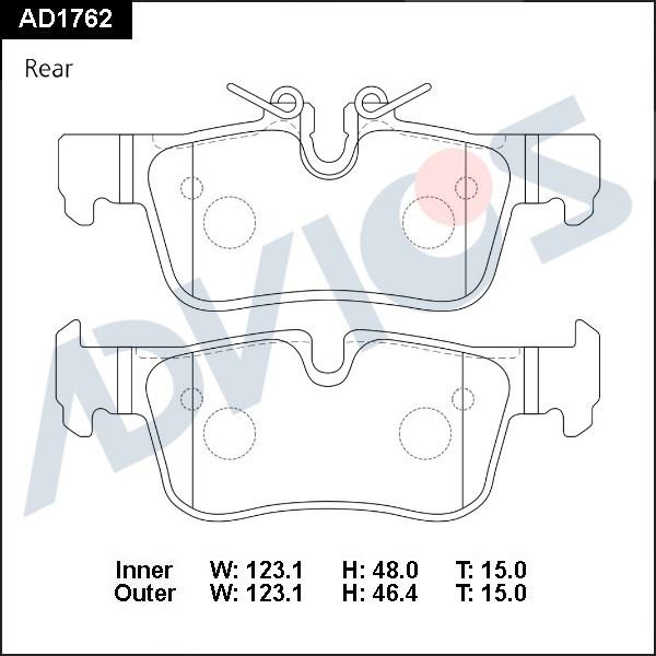 Advics AD1762 - Тормозные колодки, дисковые, комплект abcparts.ee