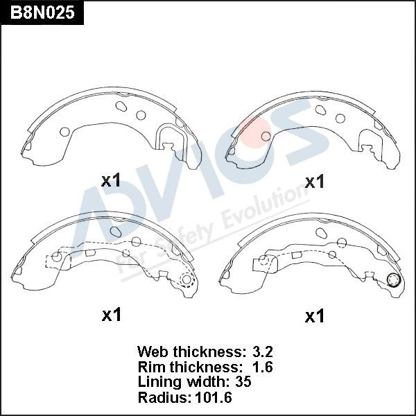 Advics B8N025 - Piduriklotside komplekt abcparts.ee