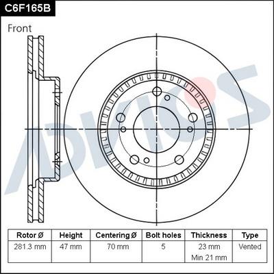 Advics C6F165B - Тормозной диск abcparts.ee