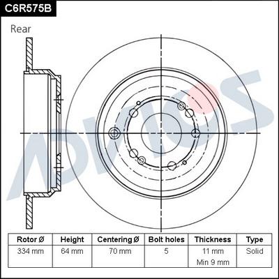 Advics C6R575B - Тормозной диск abcparts.ee