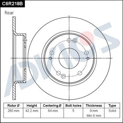 Advics C6R218B - Тормозной диск abcparts.ee