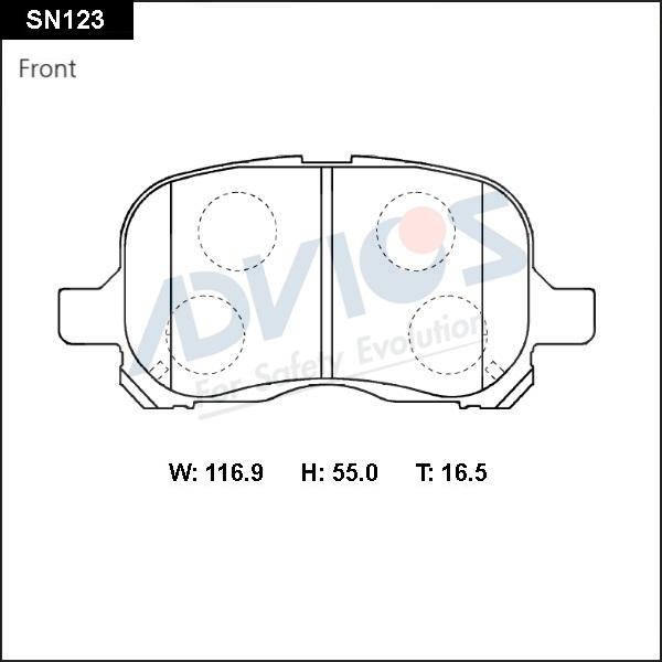 Advics SN123 - Тормозные колодки, дисковые, комплект abcparts.ee