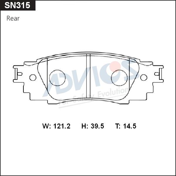 Advics SN315 - Тормозные колодки, дисковые, комплект abcparts.ee