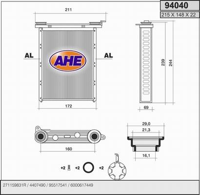 AHE 94040 - Теплообменник, отопление салона abcparts.ee