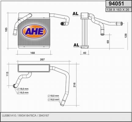 AHE 94051 - Теплообменник, отопление салона abcparts.ee