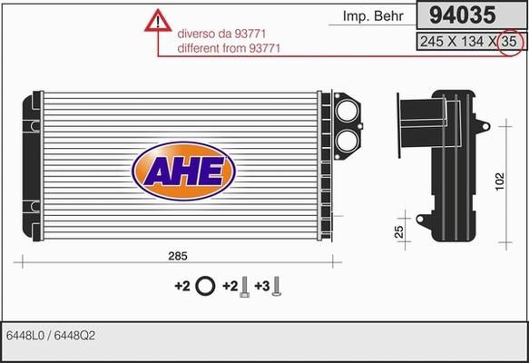 AHE 94035 - Теплообменник, отопление салона abcparts.ee