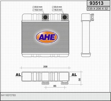 AHE 93513 - Теплообменник, отопление салона abcparts.ee