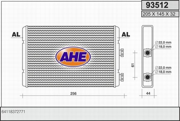 AHE 93512 - Теплообменник, отопление салона abcparts.ee