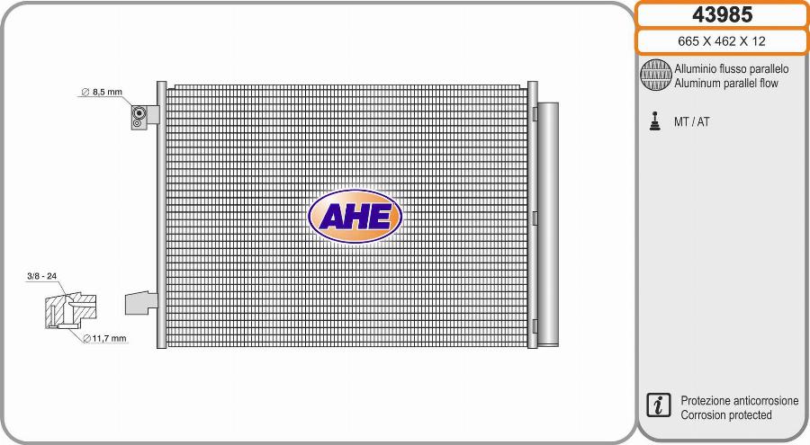 AHE 43985 - Конденсатор кондиционера abcparts.ee