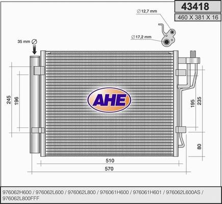 AHE 43418 - Конденсатор кондиционера abcparts.ee