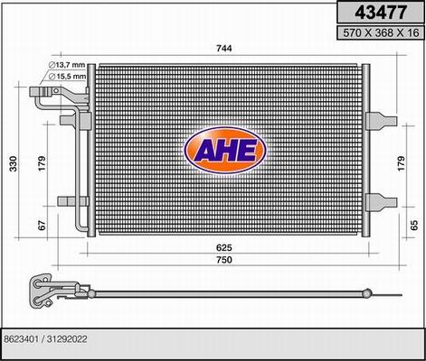 AHE 43477 - Конденсатор кондиционера abcparts.ee