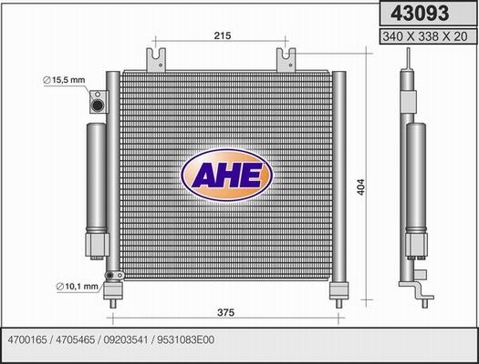 AHE 43093 - Конденсатор кондиционера abcparts.ee