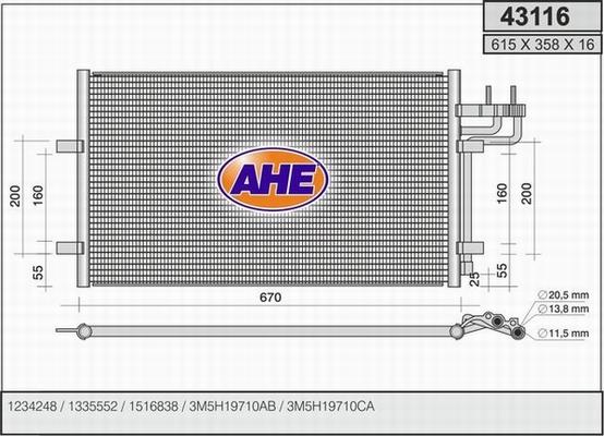 AHE 43116 - Конденсатор кондиционера abcparts.ee