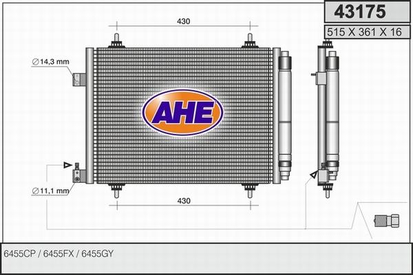 AHE 43175 - Конденсатор кондиционера abcparts.ee