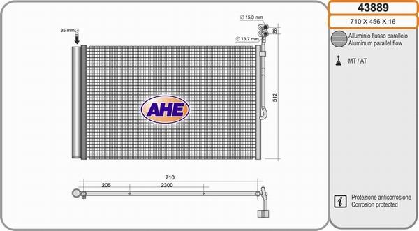 AHE 43889 - Конденсатор кондиционера abcparts.ee