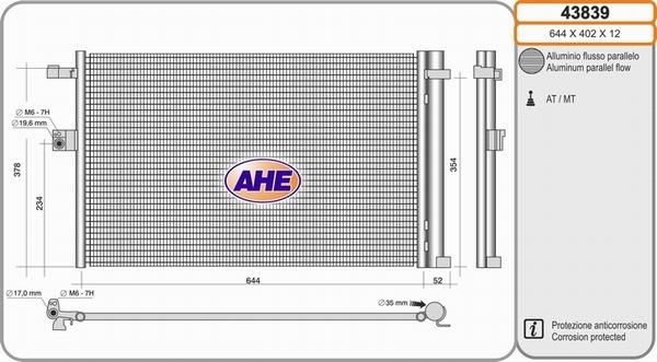 AHE 43839 - Конденсатор кондиционера abcparts.ee