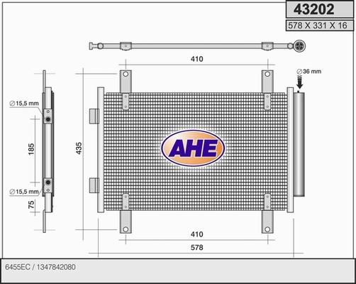 AHE 43202 - Конденсатор кондиционера abcparts.ee