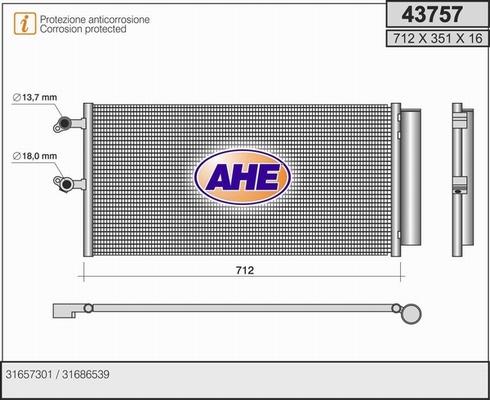 AHE 43757 - Конденсатор кондиционера abcparts.ee